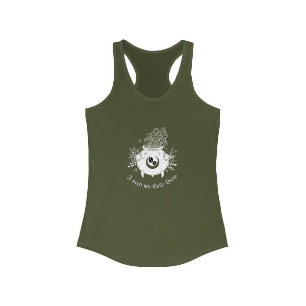 I Need My Cold Brew - Women's Ideal Racerback Tank - Image 5