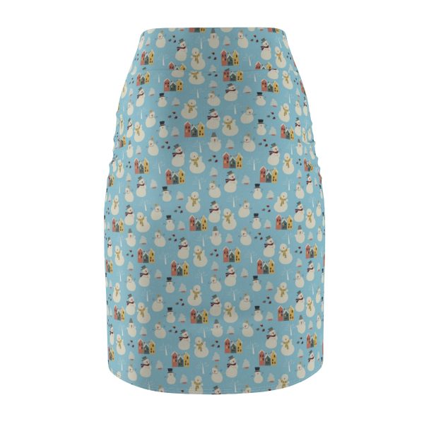 Snowman Pattern Women's Pencil Skirt - Image 2