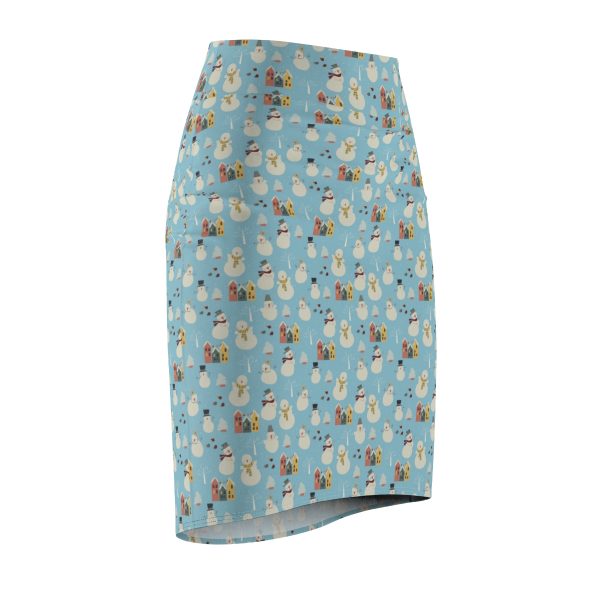 Snowman Pattern Women's Pencil Skirt - Image 3