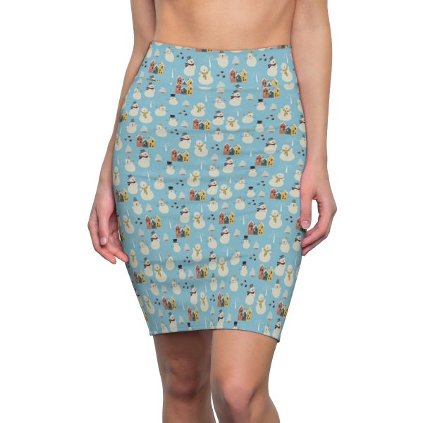 Snowman Pattern Women's Pencil Skirt - Image 5