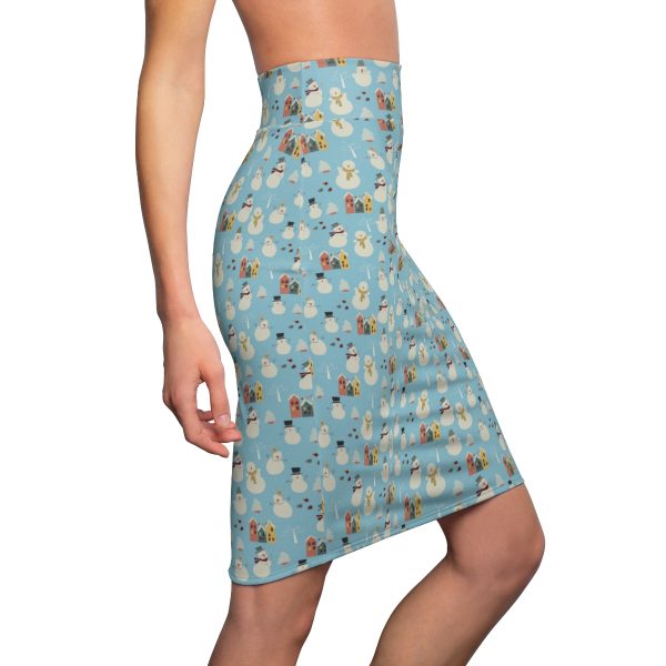 Snowman Pattern Women's Pencil Skirt - Image 7