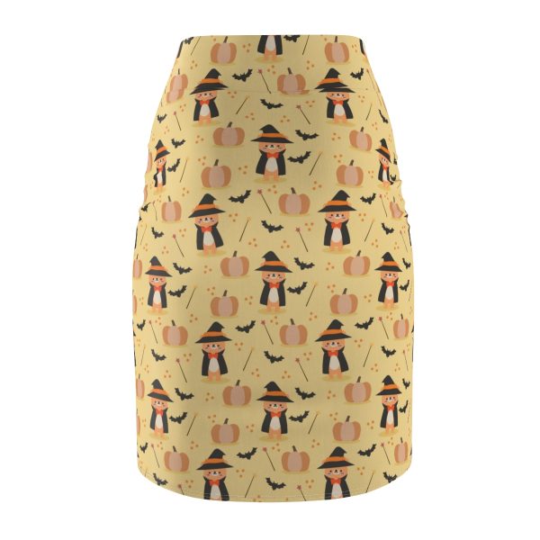 Cute Bear Witch Pumpkin Halloween Women's Pencil Skirt - Image 2