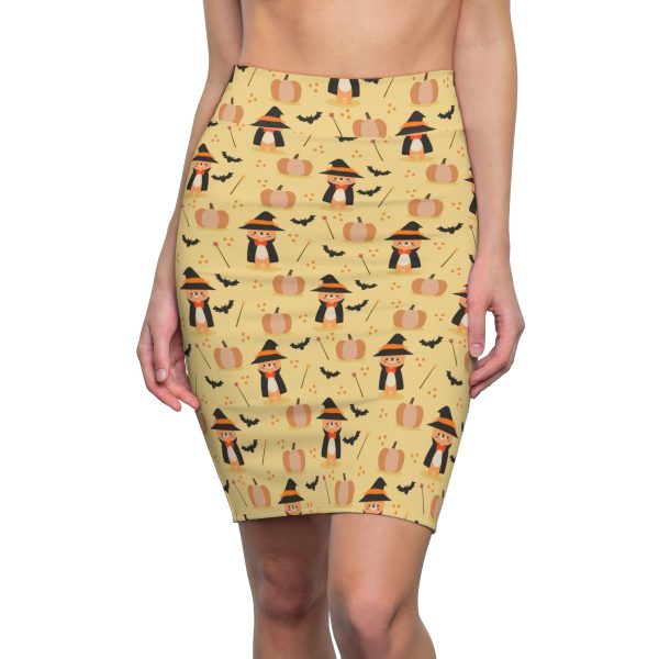 Cute Bear Witch Pumpkin Halloween Women's Pencil Skirt - Image 5