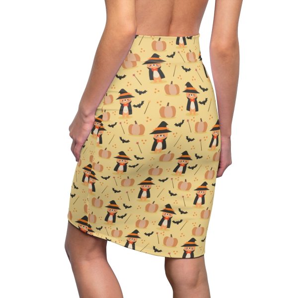 Cute Bear Witch Pumpkin Halloween Women's Pencil Skirt - Image 6