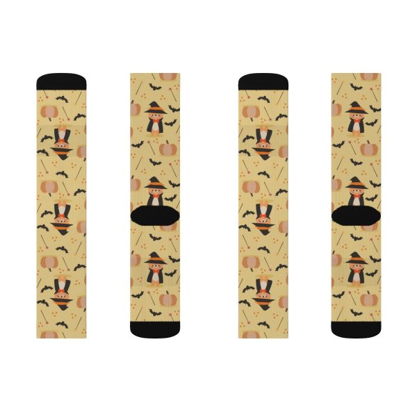 Cute Halloween Bear Witch Pumpkin Sublimation Socks - Image 2