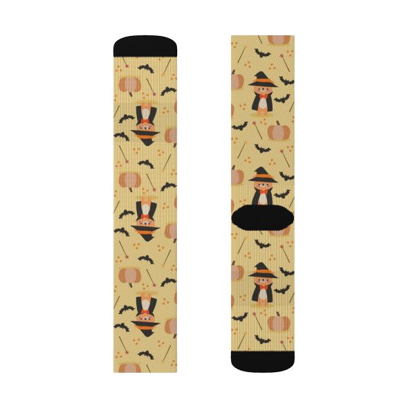 Cute Halloween Bear Witch Pumpkin Sublimation Socks - Image 3