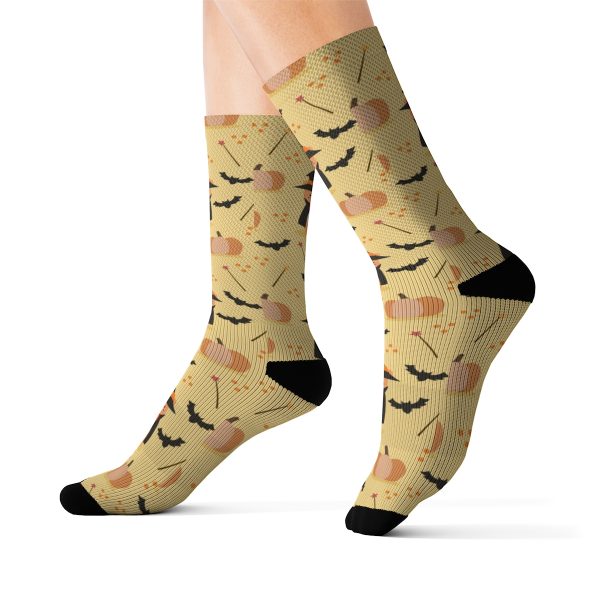 Cute Halloween Bear Witch Pumpkin Sublimation Socks