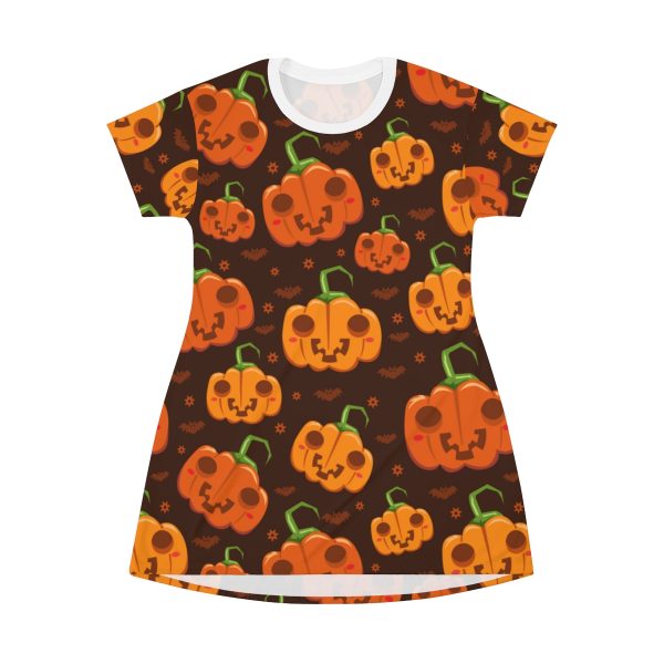 Pumpkin All Over Print T-Shirt Dress