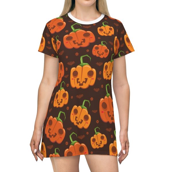 Pumpkin All Over Print T-Shirt Dress - Image 2