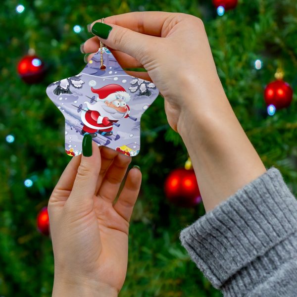 Santa In A Hurry Ceramic Ornament, 4 Shapes - Image 9