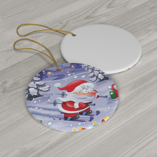 Santa In A Hurry Ceramic Ornament, 4 Shapes - Image 11