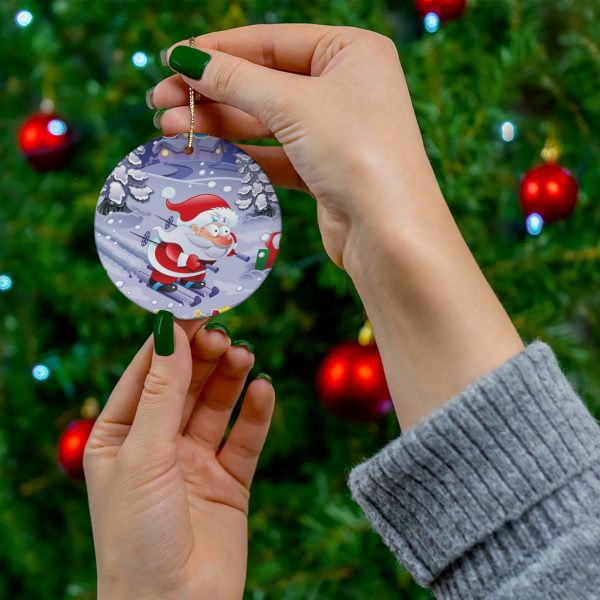 Santa In A Hurry Ceramic Ornament, 4 Shapes - Image 12