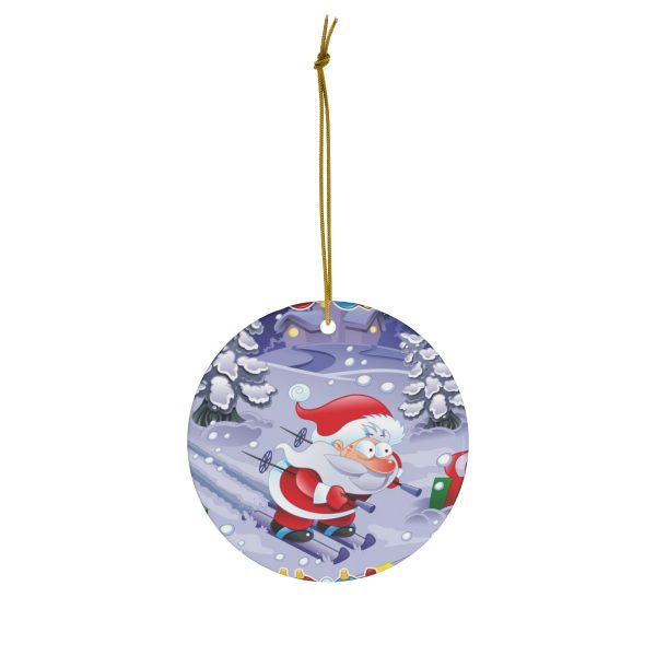 Santa In A Hurry Ceramic Ornament, 4 Shapes - Image 10