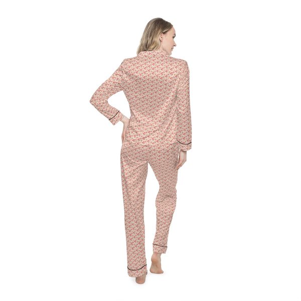 Pink Mushroom Pattern Women's Satin Pajamas (AOP) - Image 4