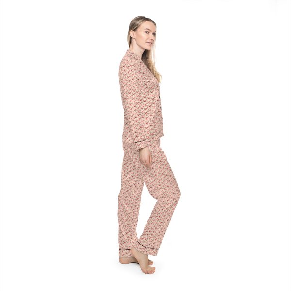 Pink Mushroom Pattern Women's Satin Pajamas (AOP) - Image 5