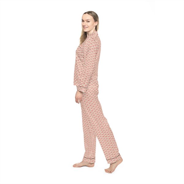 Pink Mushroom Pattern Women's Satin Pajamas (AOP) - Image 6