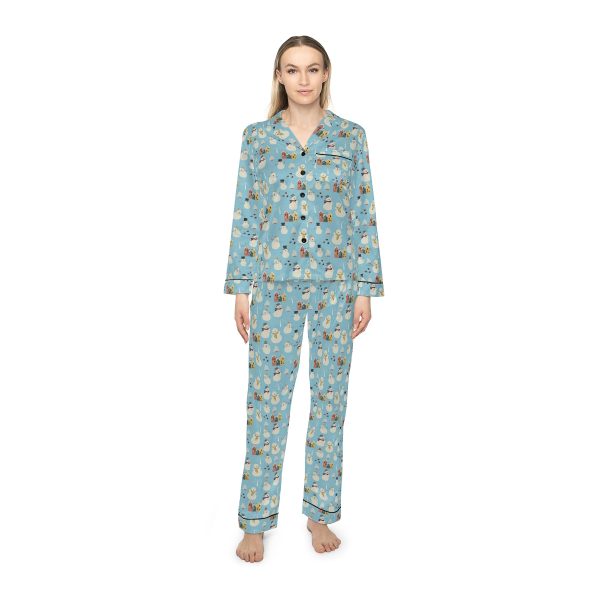 Snowman Pattern Women's Satin Pajamas (AOP) - Image 3