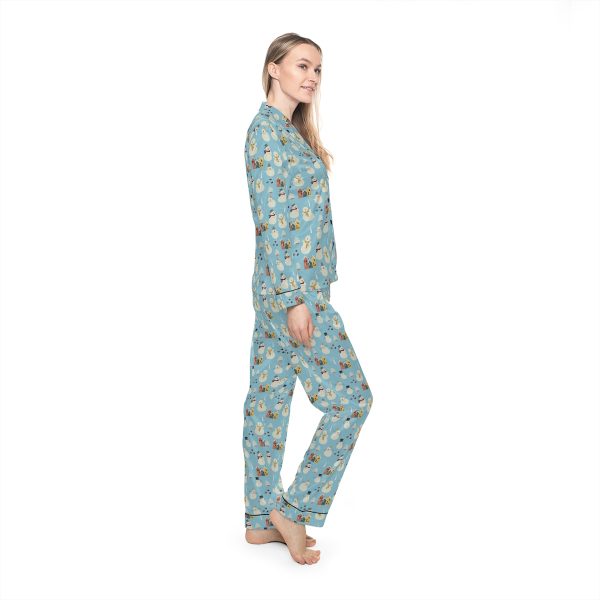 Snowman Pattern Women's Satin Pajamas (AOP) - Image 5