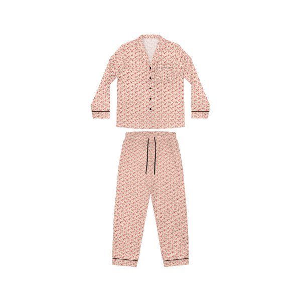 Pink Mushroom Pattern Women's Satin Pajamas (AOP)