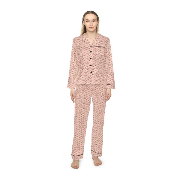 Pink Mushroom Pattern Women's Satin Pajamas (AOP) - Image 3