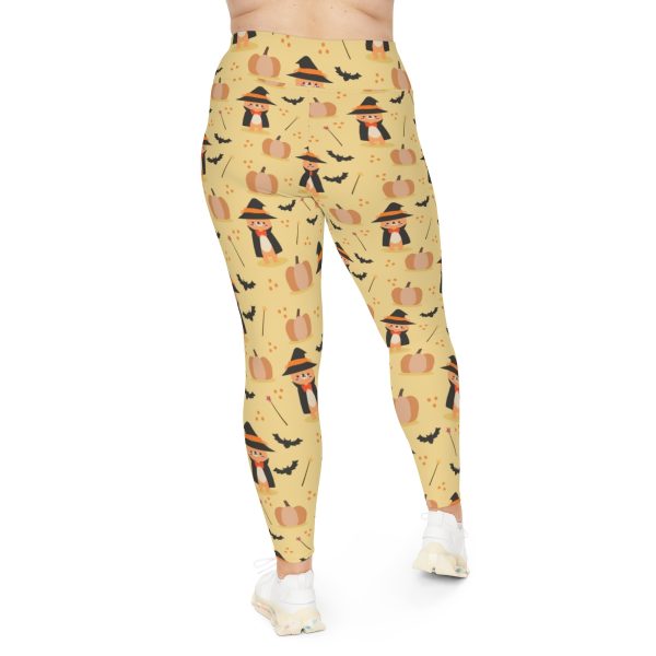 Cute Halloween Bear Witch Pumpkin Plus Size Leggings - Image 4