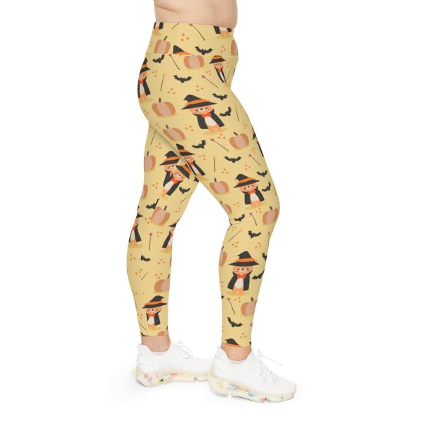 Cute Halloween Bear Witch Pumpkin Plus Size Leggings - Image 5