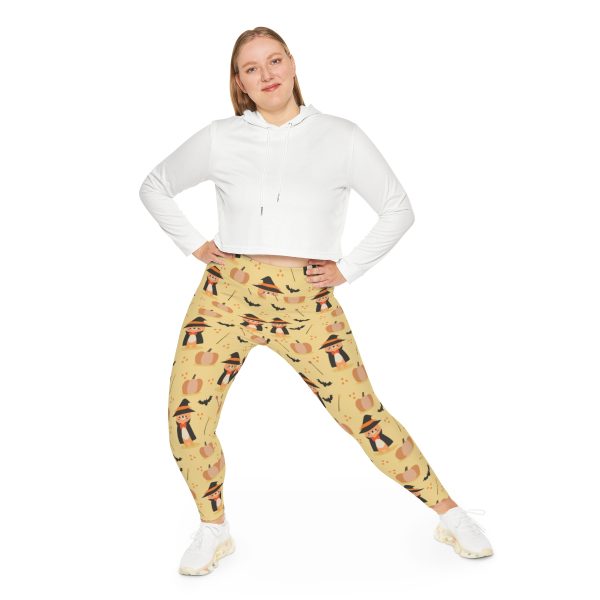 Cute Halloween Bear Witch Pumpkin Plus Size Leggings - Image 7