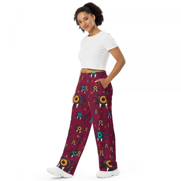 One-Eyed Monster Halloween All-over print unisex wide-leg pants - Image 2