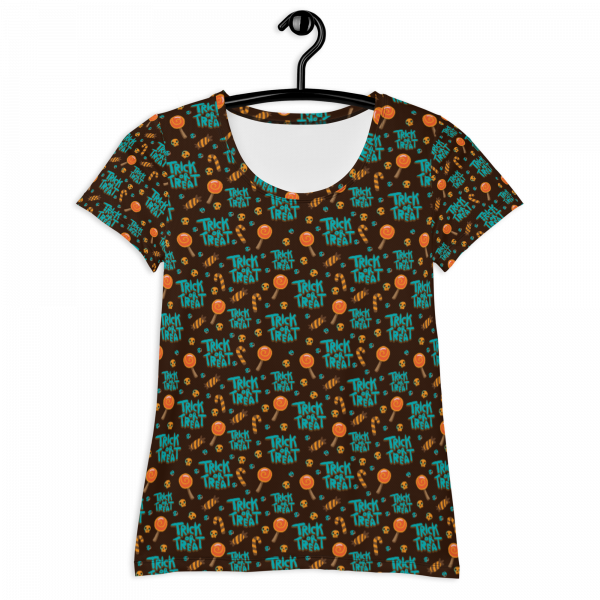 Trick or Treat Halloween Pattern All-Over Print Women's Athletic T-shirt