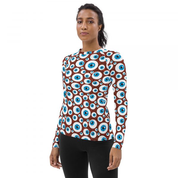 Eyes Halloween Pattern Women's Rash Guard - Image 3